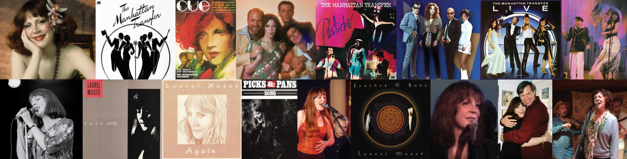 A collage of Laurel Massé's album covers and photos